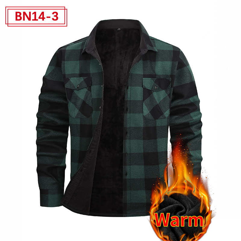 Comercio exterior transfronterizo europeo y americano más terciopelo casual engrosado camisa térmica hombres Otoño e Invierno manga larga más tamaño Otoño e Invierno camisa