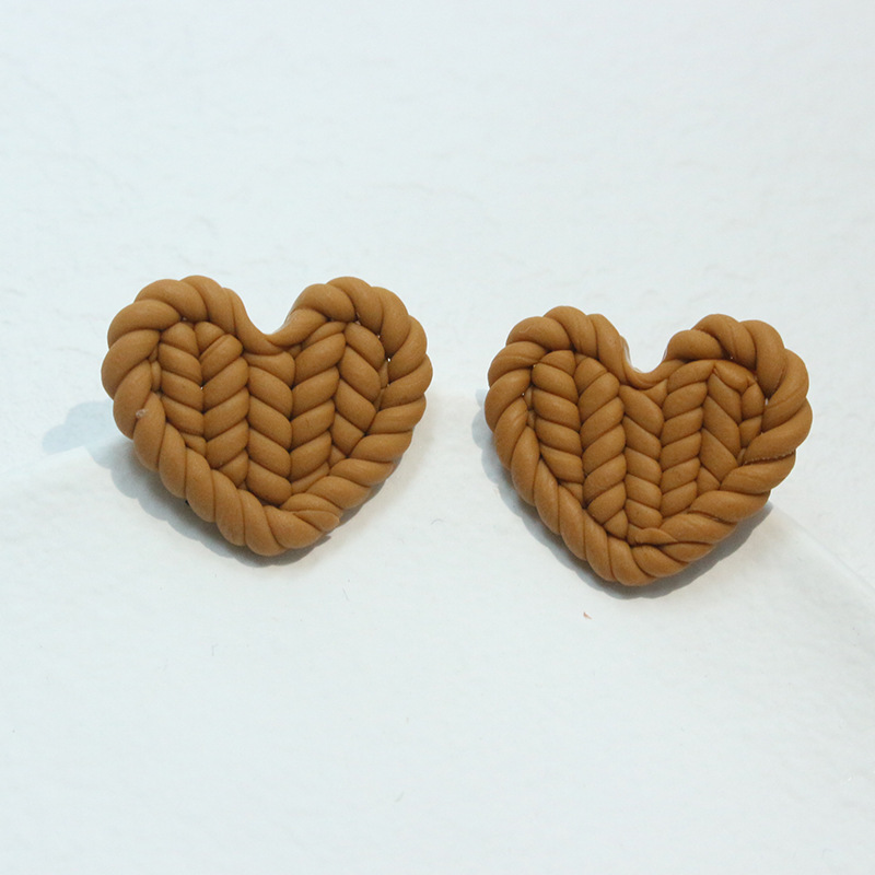 1 Pair Simple Style Heart Shape soft clay Valentineu0027S Day Womenu0027S Ear Studs