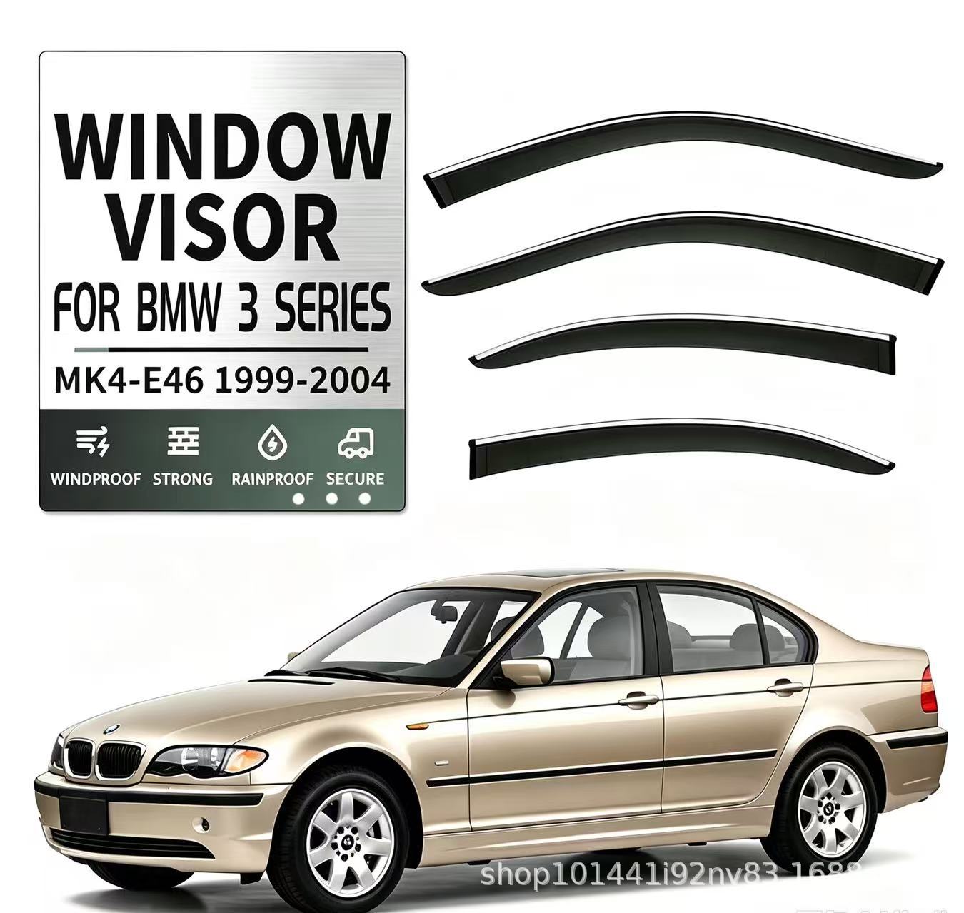 Suitable for BMW 3 Series standard wheelbase exterior-mounted rain visors BMW 3 series E46 Window visor