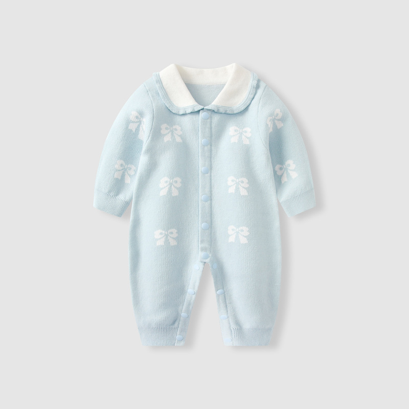 婴儿衣服连体衣秋装小月龄女宝宝满月百天针织毛线哈衣外出服爬服|undefined