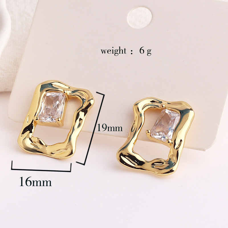 Fashion Heart Shape Bow Knot Copper Plating Inlay Zircon Ear Studs 1 Pair