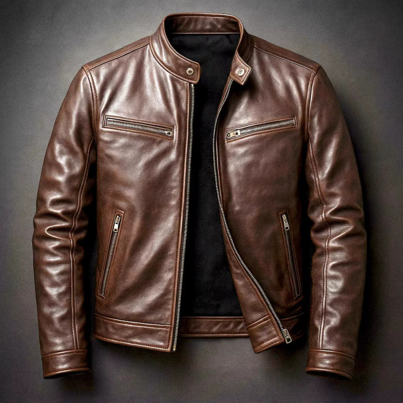Locomotora transfronteriza chaqueta de cuero PU hombre chaqueta de cuello delgado chaqueta de piloto punk Europa y América comercio exterior ropa de hombre al por mayor