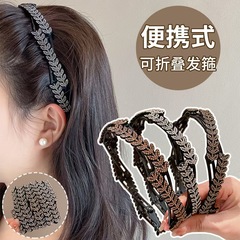 高級感ドリル麦穂カチューシャ女性携帯折りたたみ伸縮カチューシャ洗顔カチューシャ