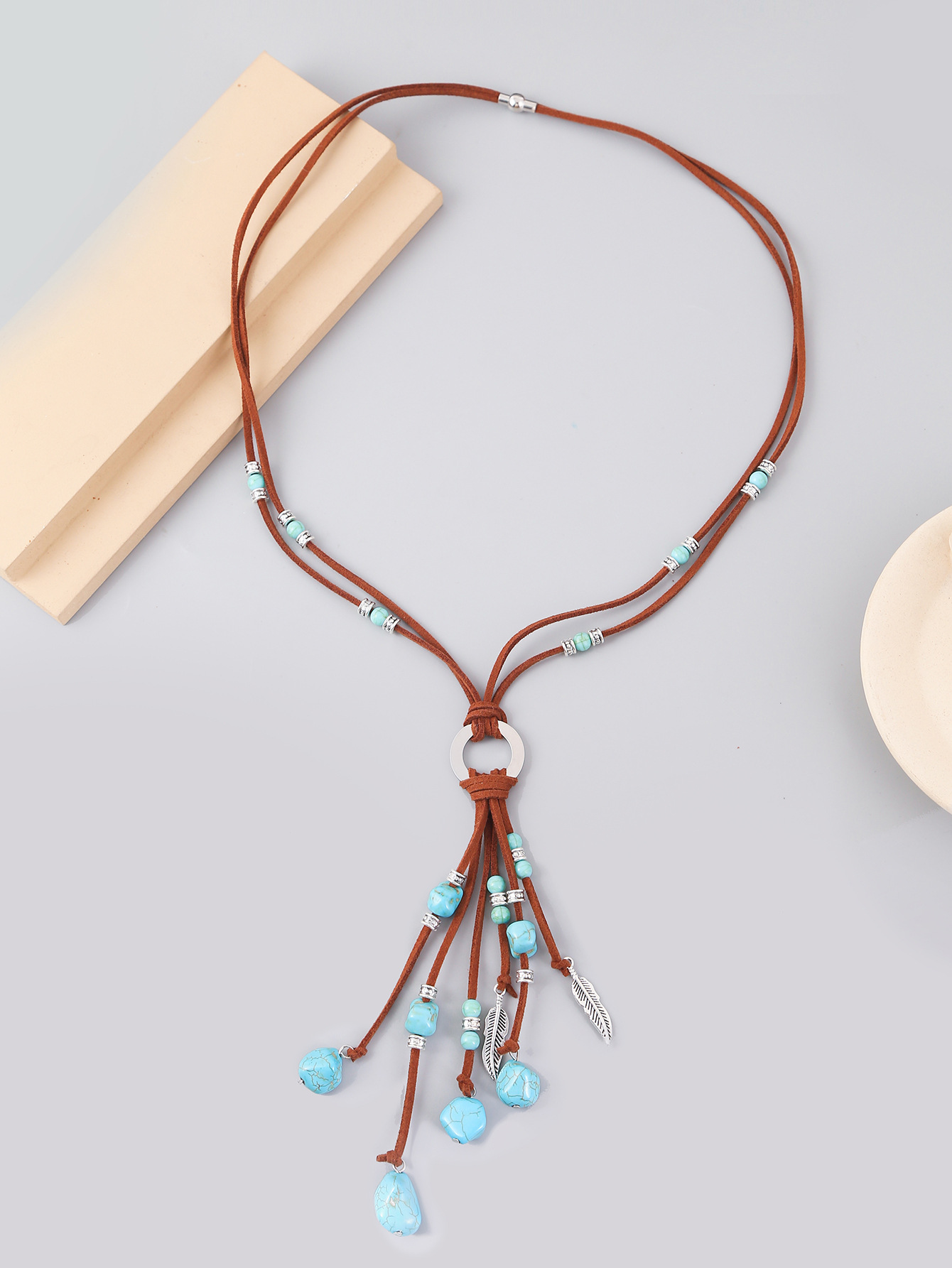 Ethnic Style Water Droplets Alloy Turquoise Plating Womenu0027S Pendant Necklace 1 Piece