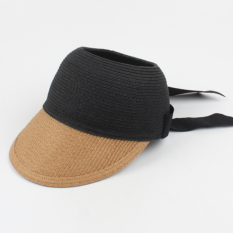 Fashion Contrast Color Bow Empty Top Straw Hat display picture 2