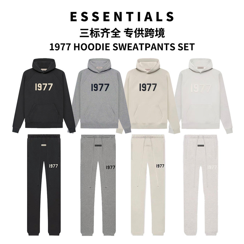 Popular Fog Sweatshirt and Pants Set, American-Style Loose Essentials1977 Hooded Sweatshirt and Sweatpants Set, Casual and Versatile Popular Fog Sweatshirt and Pants Set, American-Style Loose Essentials1977 Hooded Sweatshirt and Sweatpants Set, Casual and Versatile