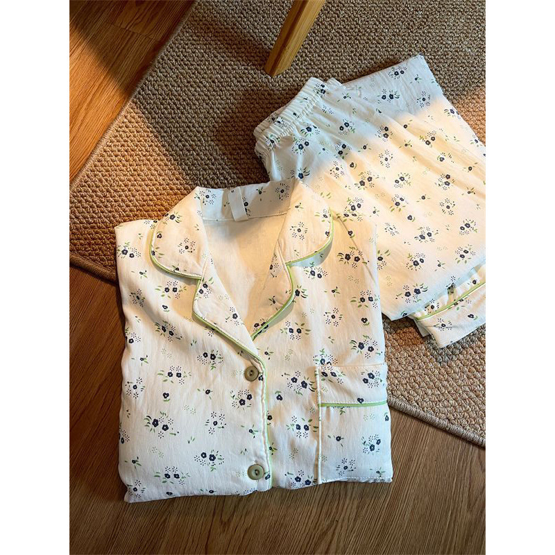 【Shengbei Cross-Border Selection】Xiaohongshu Popular Girl Floral Pajamas with German Velvet, Super Cute Japanese Sweet Style