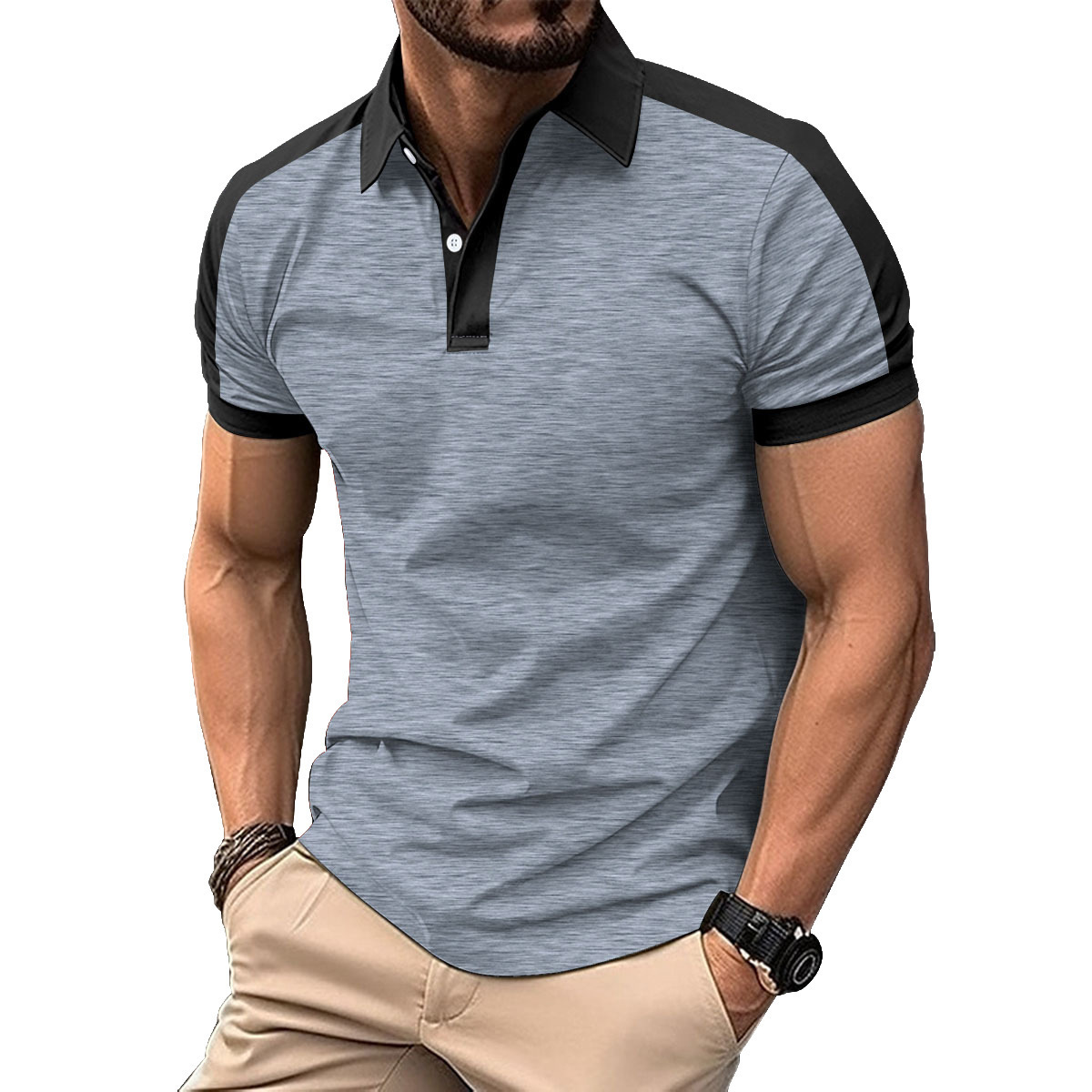 246g Weight Short Sleeve Sleeve Length Polyester Fabric Type Regular Top Length Casual, Daily Occasion Turndown Neckline Regular Fit Fit Type Color Block Pattern Summer Season Men's Gender Simple Style, Classic Style Style Wholesale Men's Polyester Simple Style Classic Style Color Block Short Sleeve Men's T-shirt 13