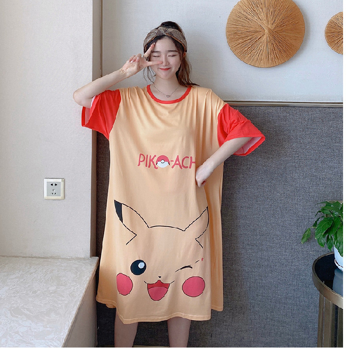 Venta caliente de Oriente Medio varios camisones de manga corta de verano Pijamas de estilo coreano del sudeste asiático Vestido de manga corta de verano para mujer Ropa suelta para el hogar