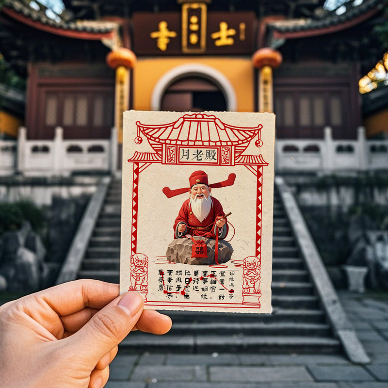 招桃花月老牵红线月老神像贴纸手机贴男女姻缘恋爱脱单找对象贴纸|undefined