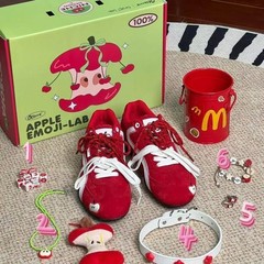 オリジナル赤ドーパミンアップルシューズレディースins高颜値デザイン感カジュアルシューズ通勤快适薄い底板靴