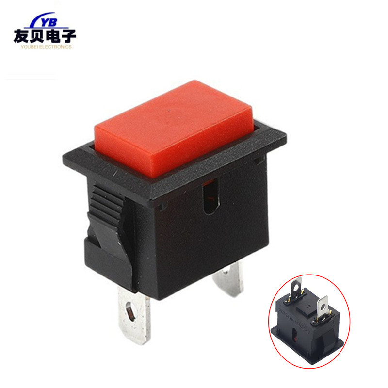 KCD1-101红色平面按钮复位船型开关 二脚15*21mm复位无锁电源开关