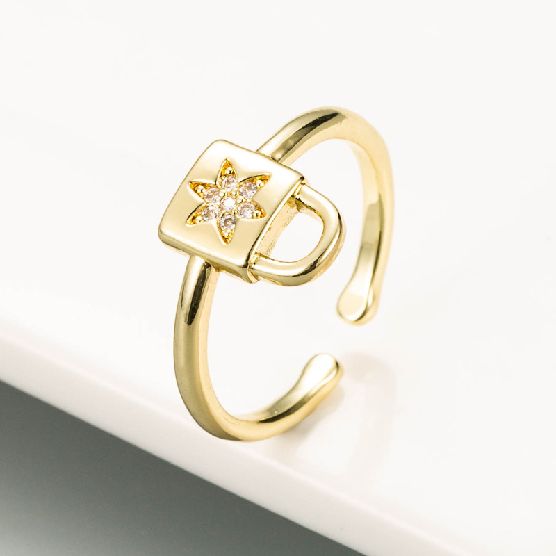 Fashion Small Plane Opening Copper Inlaid Zircon Ring display picture 5