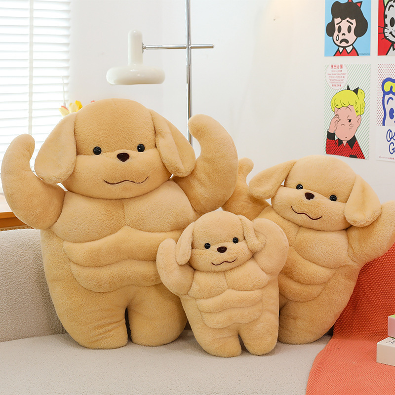 漫画筋肉犬人形ぬいぐるみプードル人形子供の睡眠コンパニオンなだめる枕布人形|undefined