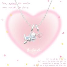 BaObAo小众原创设计纯银粉钻捕梦少女蝴蝶结猫咪项链日韩甜美首饰