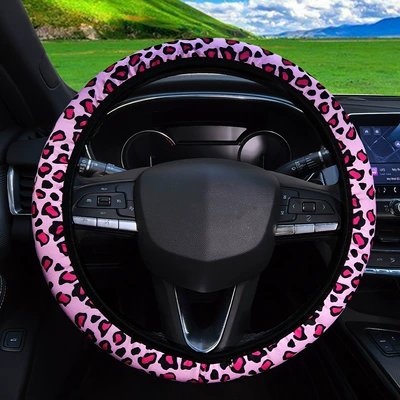 Inner Ring Supports – Steering wheel cover - diving-material-pink-leopard-print-38cm