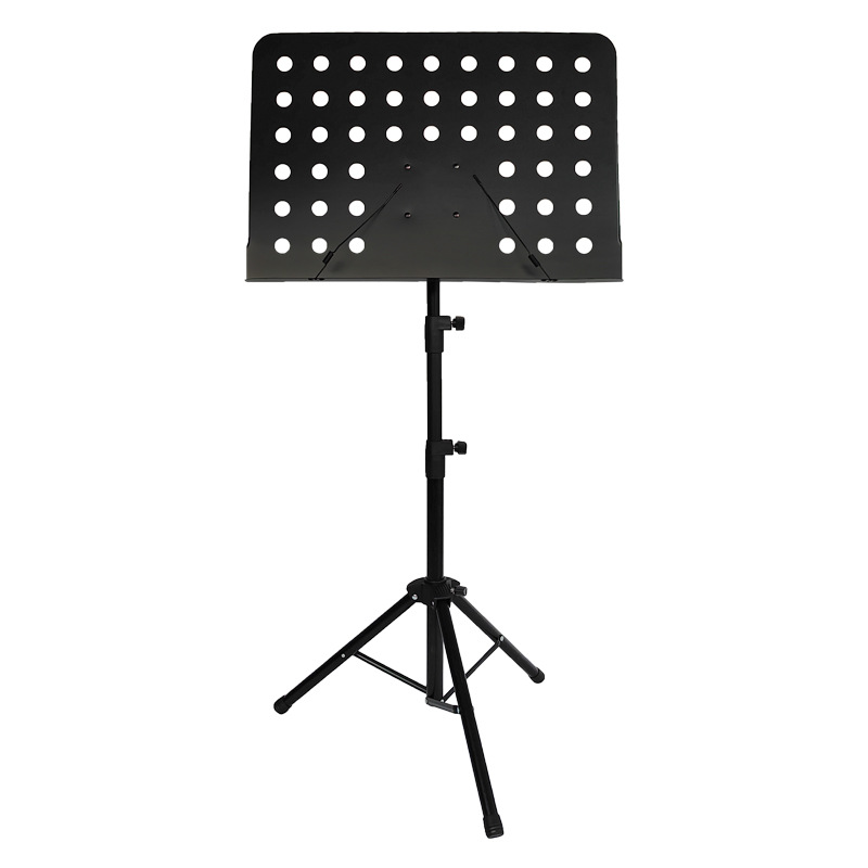Atril de música retráctil negro mate del fabricante, disponible en varios colores, adecuado para guitarra, guzheng, batería, instrumentos retráctiles y teclado electrónico.