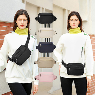Cross-Border Wholesale Men's and Women's Waist Bags Hiking Crossbody Bags Logo Gym Double-Layer Sports Chest Bags