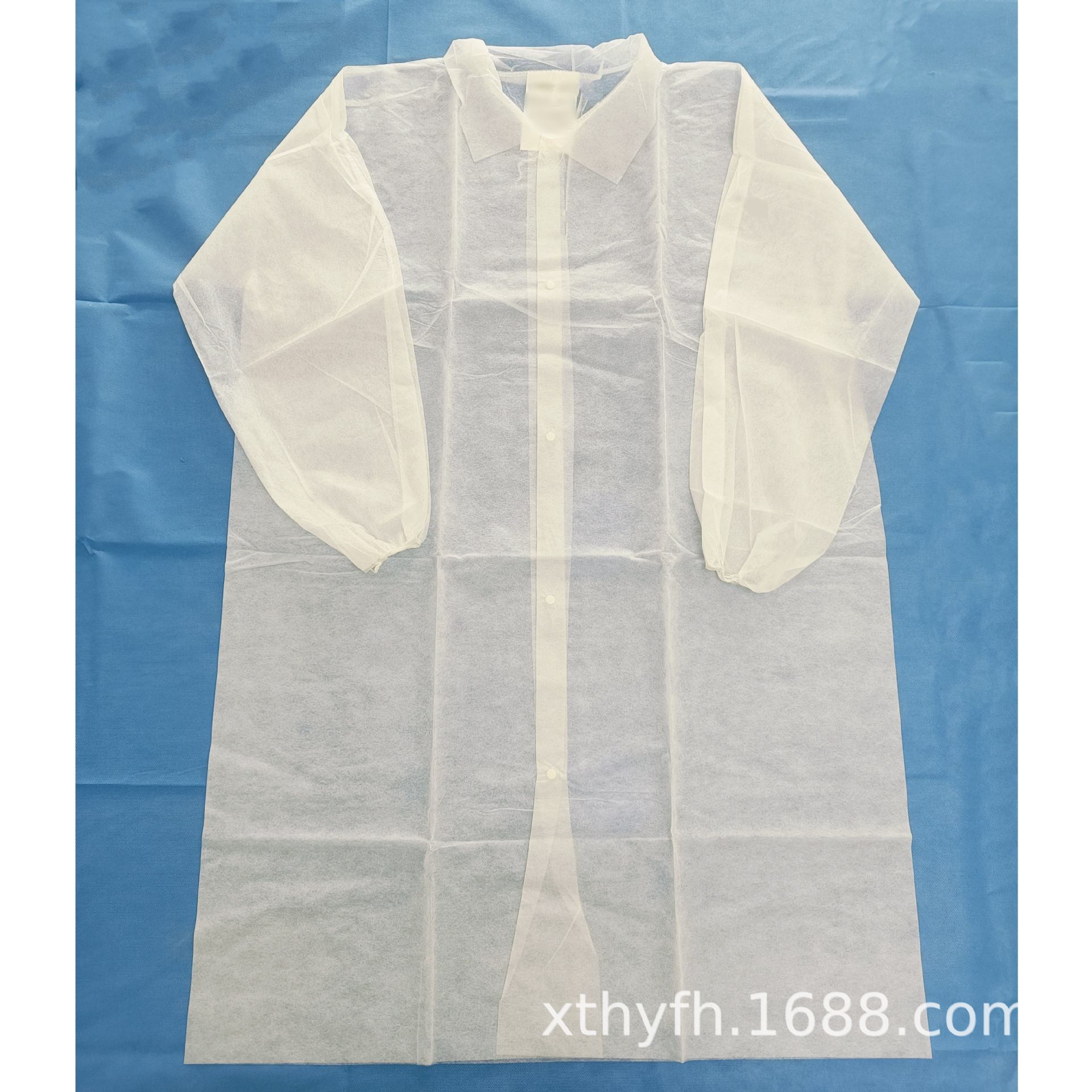 工厂加工 无纺布实验服单领按扣工作服衣领挂钩参观服防尘白大褂