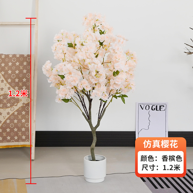 Simulación de árboles de cerezo en maceta decoración interior de ventanas de hotel paisajismo decoración de suelo diseño de boda árboles falsos flores simuladas