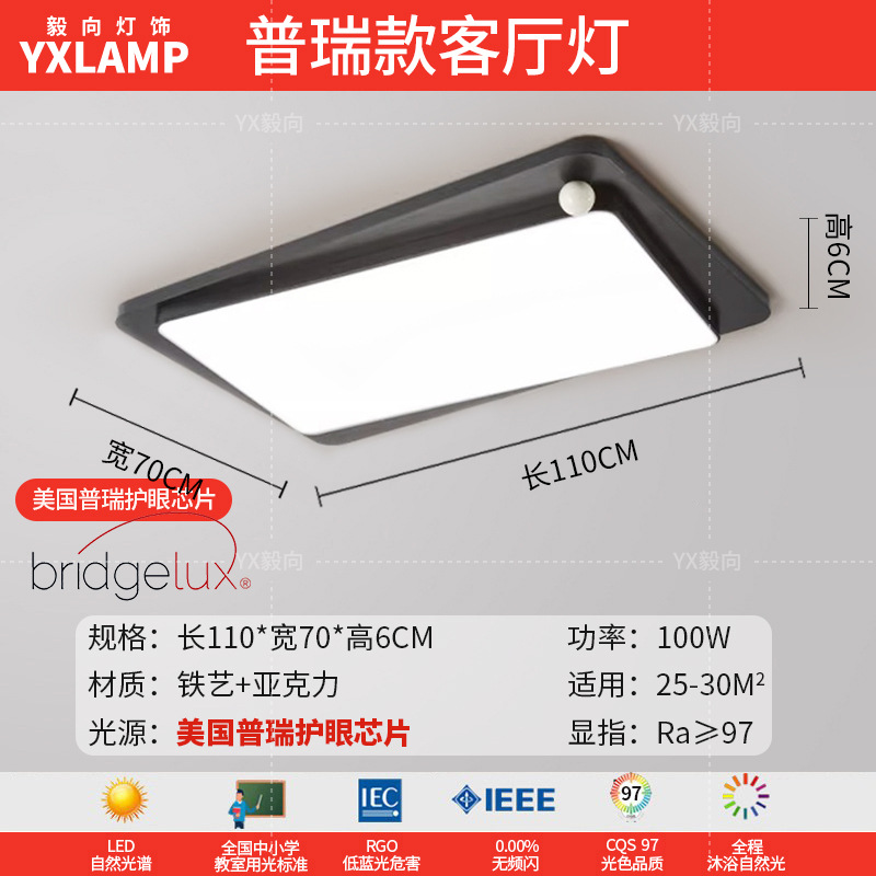 Luz de techo minimalista italiana sala de estar luz principal LED atmósfera creativa simple negro de alto nivel protección de ojos lámpara de dormitorio principal