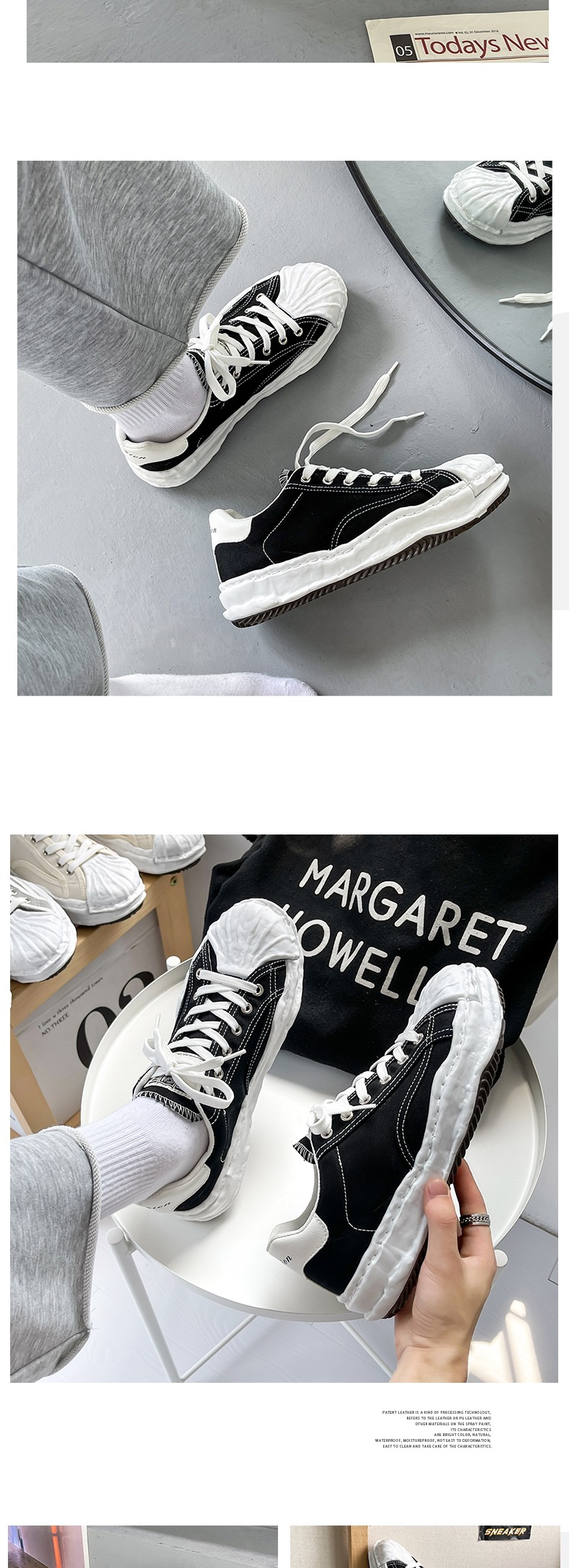 Canvas Dissolver Shoes, Seashell Headwear, Hong Kong Style, Summer, Breathable, Casual, Sneakers, Youth Street Style, Big Toe Shoes_voghion.com