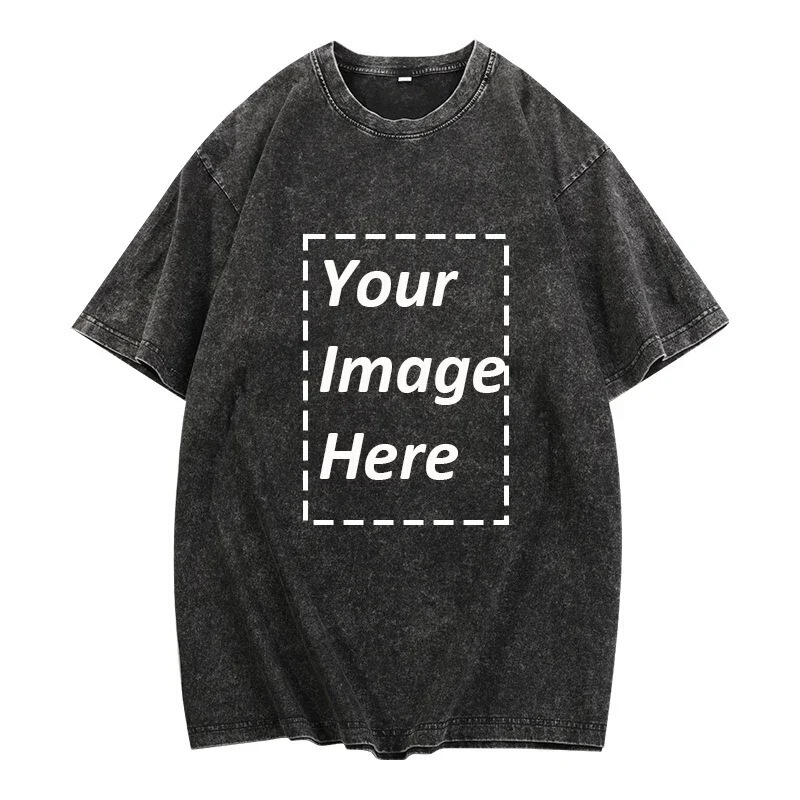European and American Cross-Border Exclusive Supply of 230g Heavyweight Unisex Washed Vintage Print Oversized T-Shirt Street Hip-Hop Cotton European and American Cross-Border Exclusive Supply of 230g Heavyweight Unisex Washed Vintage Print Oversized T-Shirt Street Hip-Hop Cotton