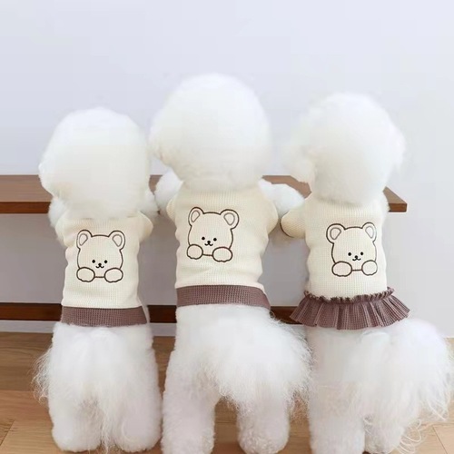 Korean style couple pet dog cat clothes skirt T-shirt bear teddy small and medium dog supplies