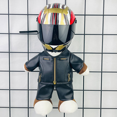 子供の潮は無標準の黒い皮の熊の機関車の子供のオートバイのペンダントを遊んで車の尾箱の熊のヘルメットの人形を飾ります。