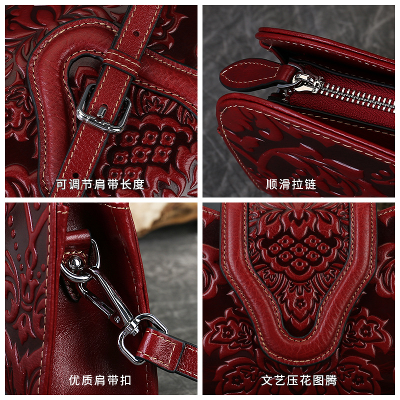 2025 New Retro Embossed Evening Clutch Bag Luxury Genuine Leather Handbag For Evening Gowns And Cheongsam Banquet Underarm Bag - Thumbnail 4
