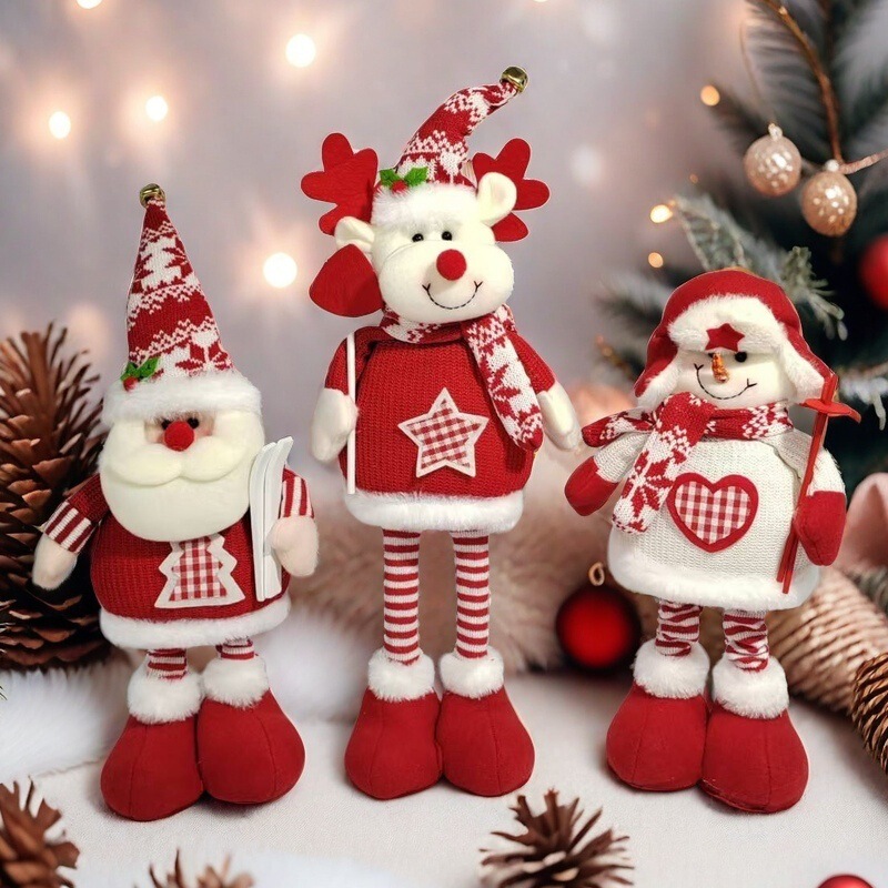 クリスマス伸縮人形クリスマス人形装飾品漫画ニットスタイル老人雪だるまヘラジカ装飾装飾品卸売|undefined