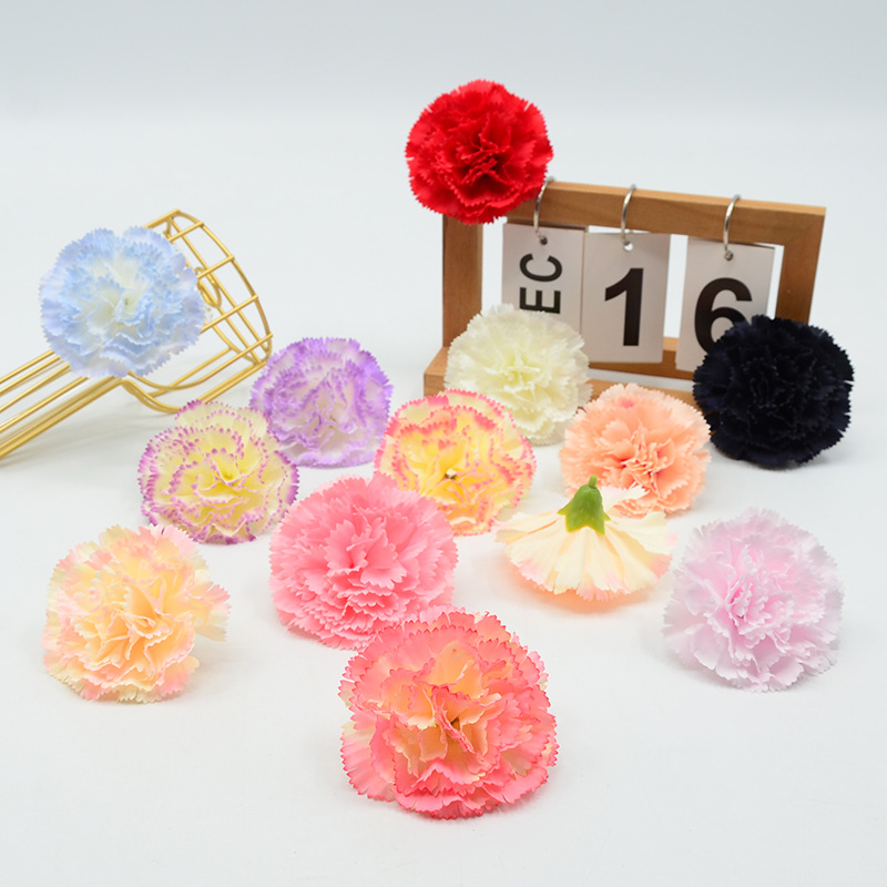 8cm Carnation Flower Artificial Silk Flower Teacher's Day Mother's Day Gift Flower Arrangement Flower Box Greeting Card DIY Home Decoration