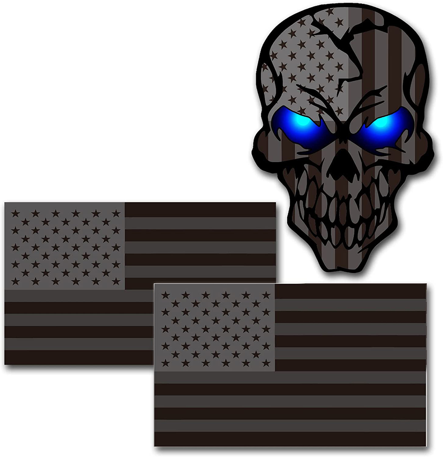 Hot-selling American Flag Skull Sticker Car Sticker Three-piece Package Customizable Car Sticker_voghion.com