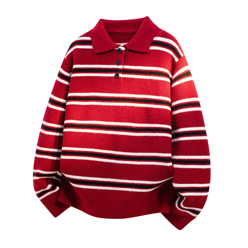 POLO camisa de punto a rayas suéter hombre perecido viejo estilo alto invierno / otoño suéter comercio exterior al por mayor transfronterizo image 9