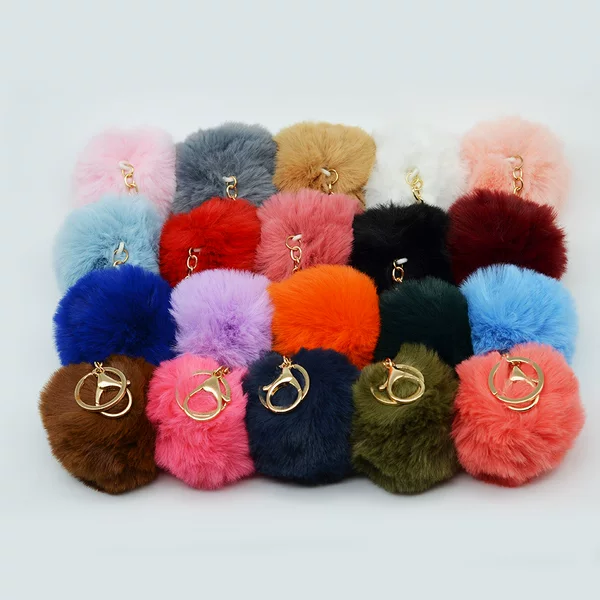 Classic 8cm Golden Lobster Clasp Faux Fur Ball Pendant Accessories Faux Rabbit Fur Ball Key Bag Pendant