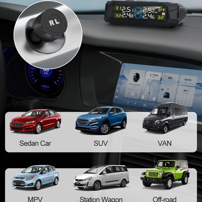 Tire pressure monitoring system — tire pressure monitor solar wireless