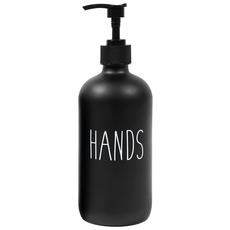 Botella de vidrio de 475 ml con bomba dispensadora, recargable para gel de ducha o desinfectante de manos, venta transfronteriza
