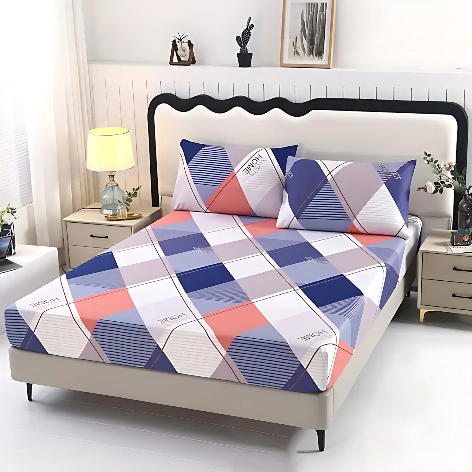 TEMU / JIT nuevo producto transfronterizo impresión geométrica 3D impresión digital cama gazah pillow set para hacer dibujos