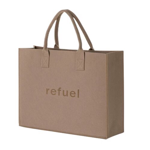 Large Capacity Simple English Pure Color Wool Felt Handbag Tote Bag Wool Felt Lightweight Versatile Shopping Bag Gift Bag 