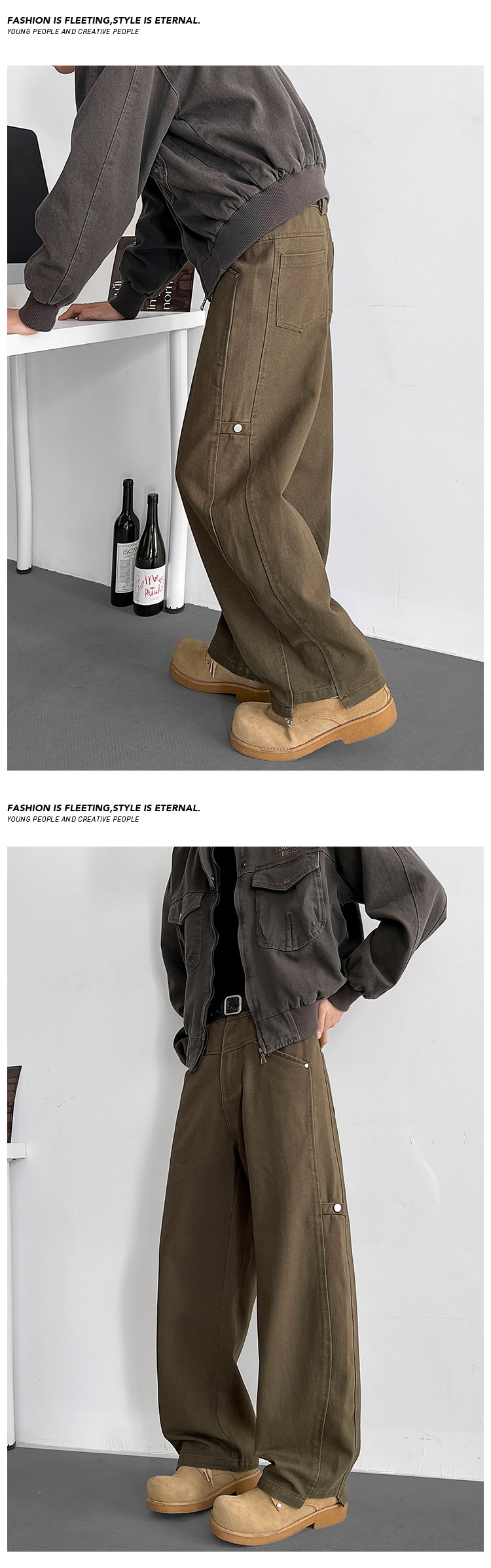 Pantaloni casual da uomo a gamba larga stile patchwork streetwear_voghion.com