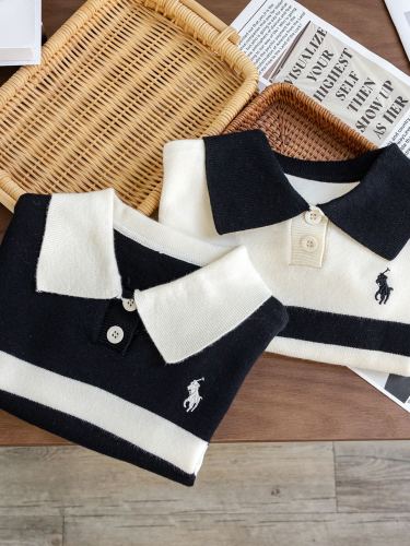  Autumn New Arrival Stylish Children's Crew Neck Striped Sweater Boys' and Girls' Casual Polo Shirt