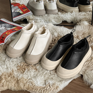 3666 Winter Waterproof Snow Boots for Men and Women Couple's Thick Bottom Increased fleece-lined Thickened Low-top Cotton Shoes Counter Men's Shoes