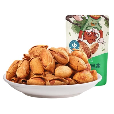 [Three squirrels nut Hand stripping Almond 120g bag]snacks nut Roasting Dry Fruits Almond