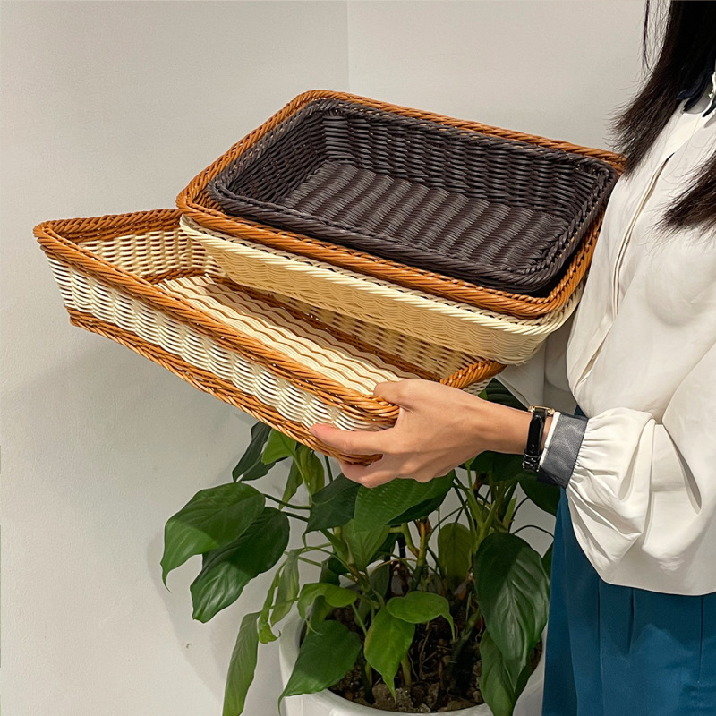 スーパーホテル家庭用pp模造藤大容量水洗い可能防塵分解可能環境保護級野菜バスケット収納バスケット|undefined