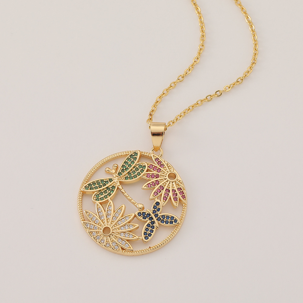 fashion dragonfly butterfly diamond pendent womenu0027s copper necklace