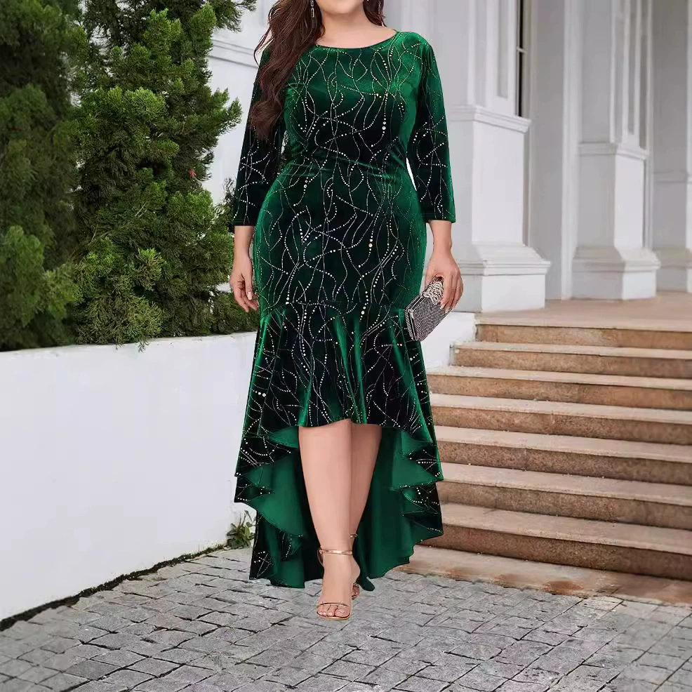 Velvet long dress, ebay, Amazon, plus size