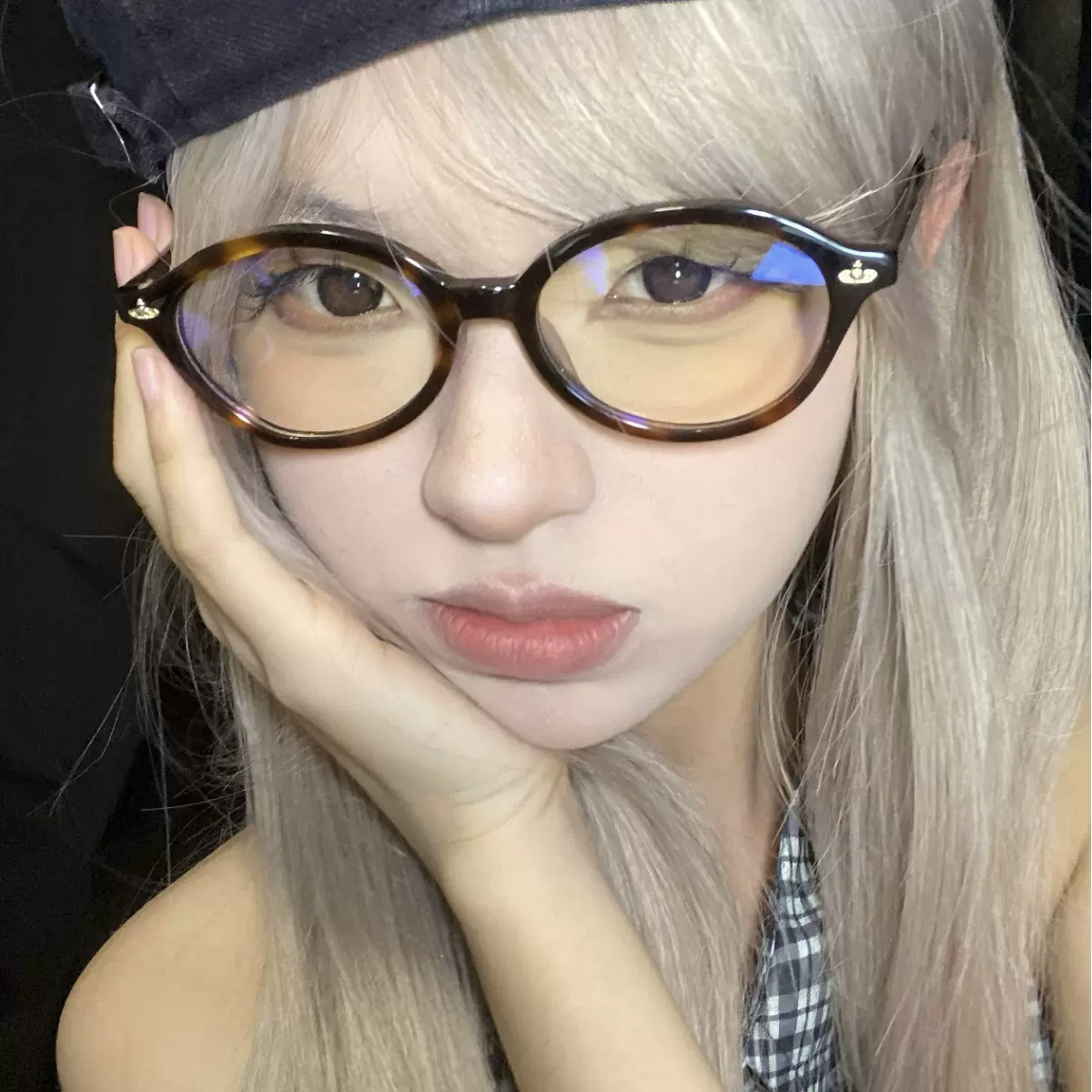 西太后板材玳瑁书呆子眼镜女防蓝光素颜神器眼睛框架配近视BC2237