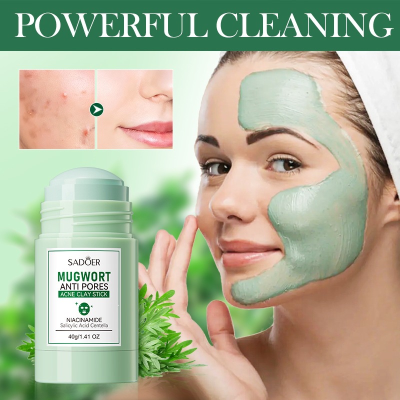 All-English Mud Mask Stick Sadoer Mugwort Mud Mask Stick Deep Cleansing Acne Removal Gentle Repair Cleansing Oil Control Cross-Border
