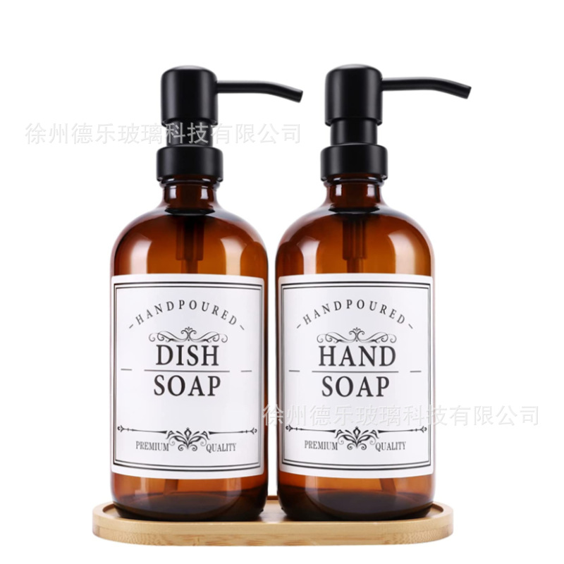 500ml botella de bomba marrón bomba de acero inoxidable desinfectante de manos sub-botella champú loción de jabón botella de bomba de detergente