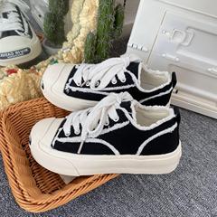 2023年夏季新款百搭乞丐黑色帆布鞋透氣開口笑休閒chic板鞋XY-A67